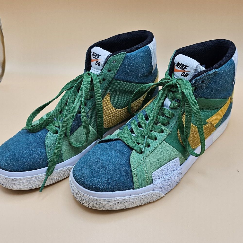 Size 8 Men's - Nike Zoom Blazer Mid Premium SB Mosaic Pack - Aloe Verde 2021